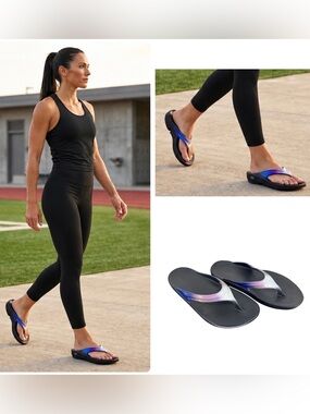 OOFOS OOmega OOlala Luxe Sandals Womens 9 Calypso Ombre Comfort Flip Flops Ortho